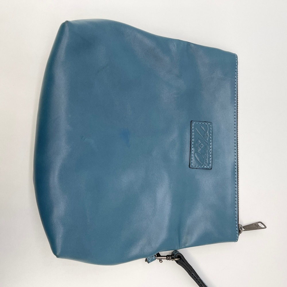 Patricia Nash Valerie Foldover Wristlet Clutch Blue Leather Minimalist Boho Chic - Picture 5 of 16